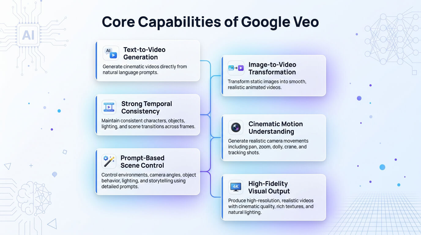Core capabilities of Googe Veo