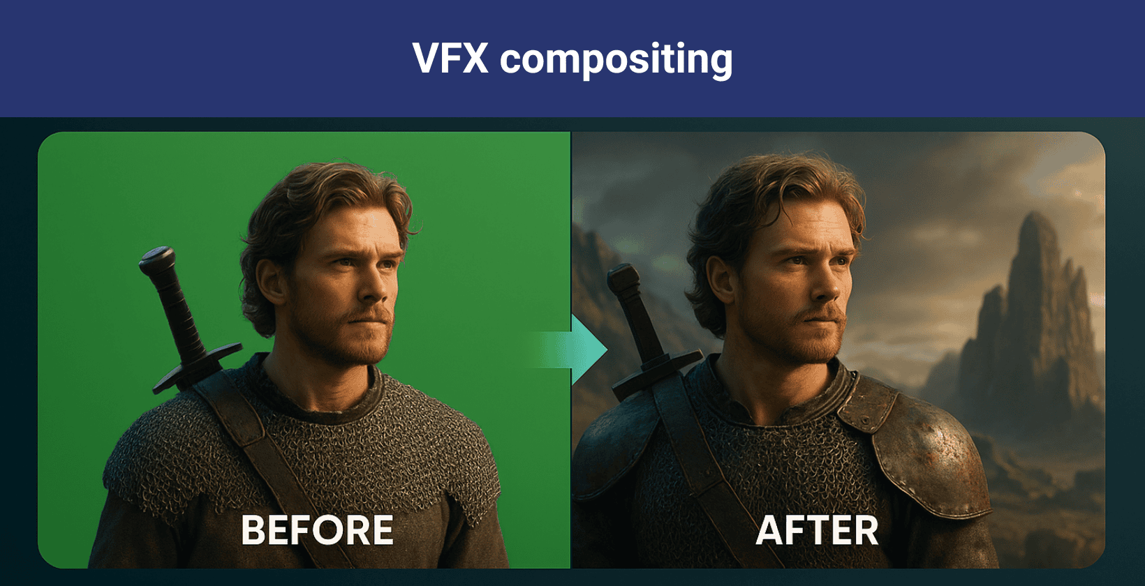 Compositing - Digital layering and blending of visual elements in post-production